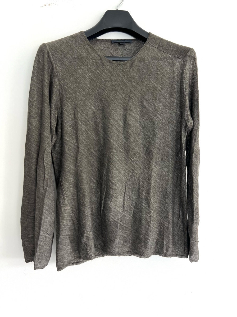 JOHN VARVATOS Men Gray Brown 100% Linen Sweater Lightweight See Through Sz M